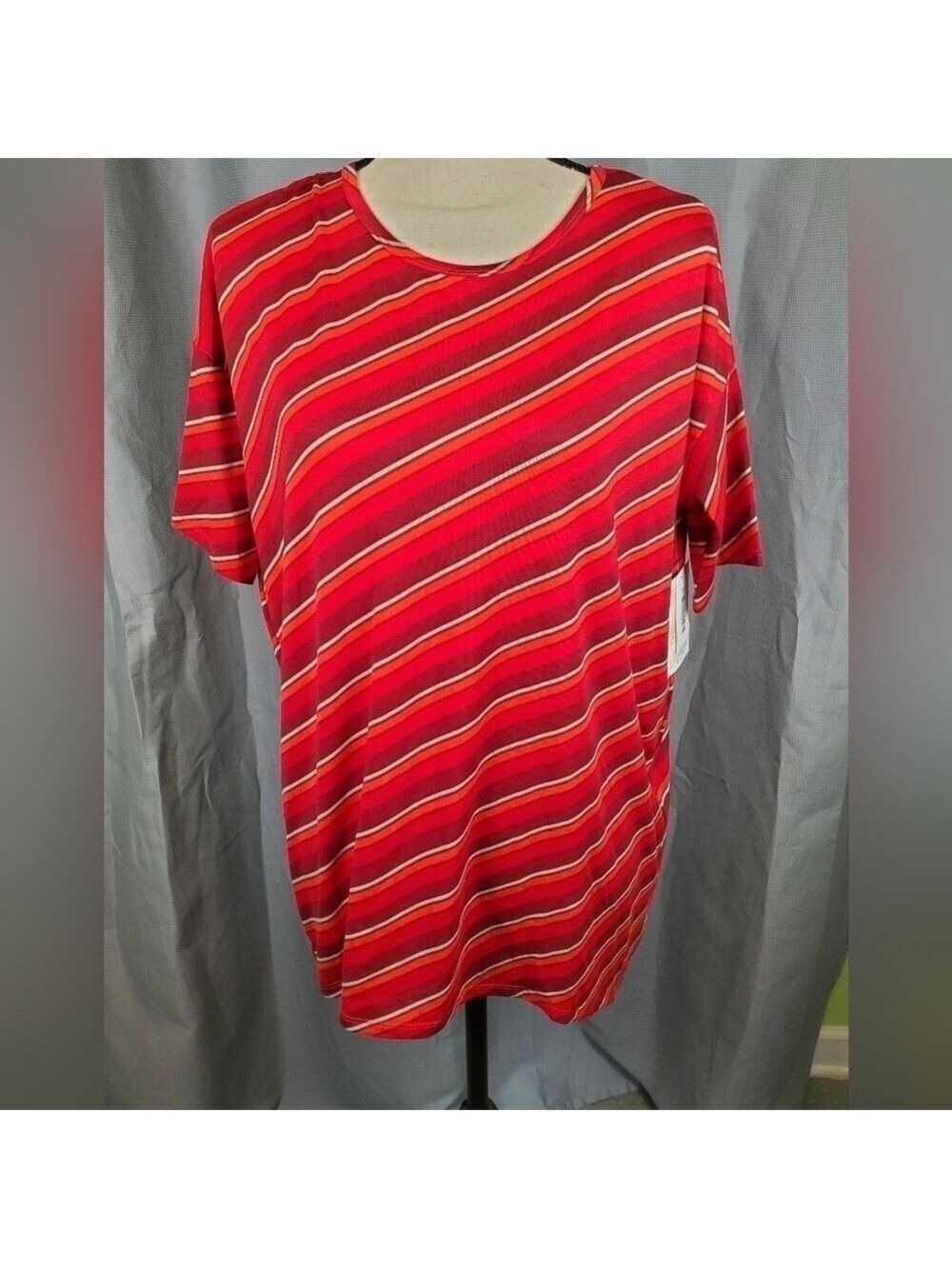 NWT Lularoe Irma, red orange, green stripes, size XXS